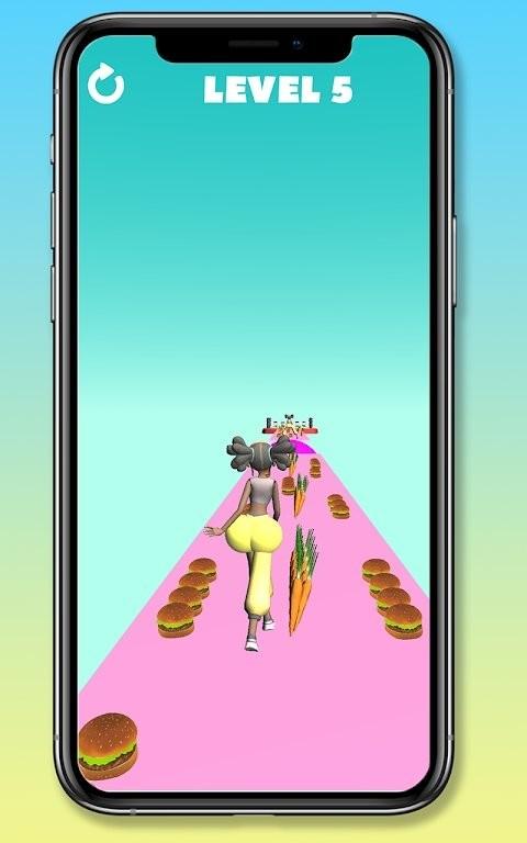 3d美食挑战赛最新版(bum booty run)下载,3d美食挑战赛,跑酷游戏,美食游戏